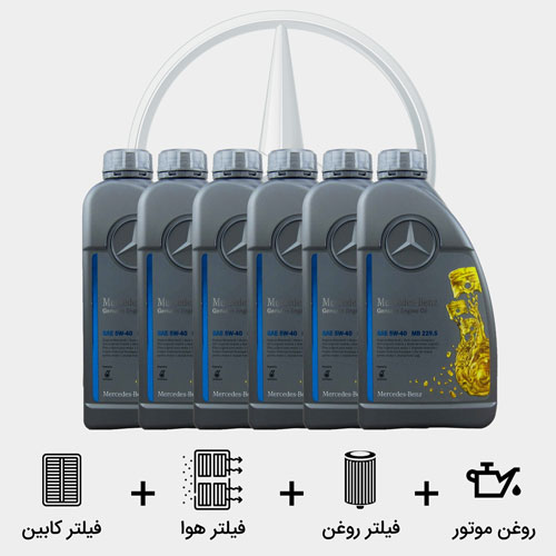 پکیج فیلترها و روغن 6 لیتری مخصوص مرسدس بنز C200 2011-2014