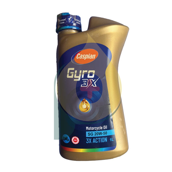 روغن موتورسیکلت کاسپین مدل 3x Action جیرو Gyro SG JASO MA حجم 1 لیتر (20w-50)