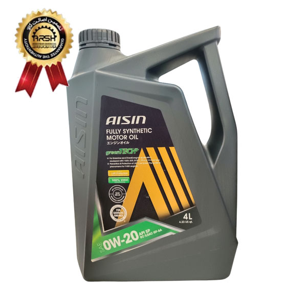 روغن موتور آیسین Aisin مدل API SP حجم 4 لیتر (0W-20) ساخت کره برچسب دار