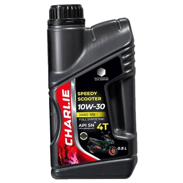 روغن موتور سیکلت چارلی مدل Charlie Speedy Scooter API SN+ JASO MB حجم 0.8 لیتر (10w-30)
