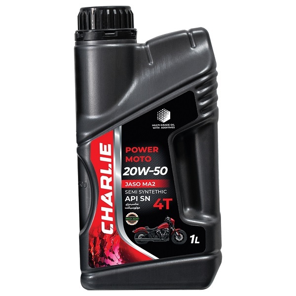 روغن موتور سیکلت چارلی مدل Charlie Power MOTO API SN JASO MA2 حجم 1 لیتر (20w-50)
